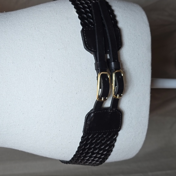 Talbots Black Braided Belt with Gold Buckles - Picture 1 of 10